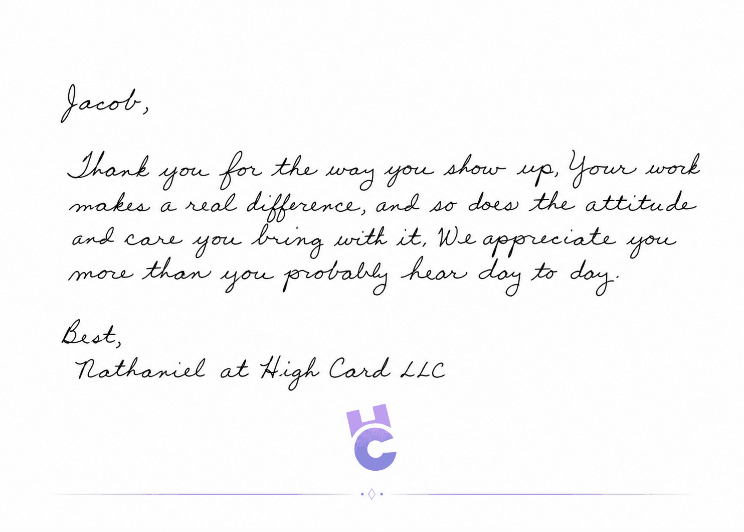 Real handwritten card